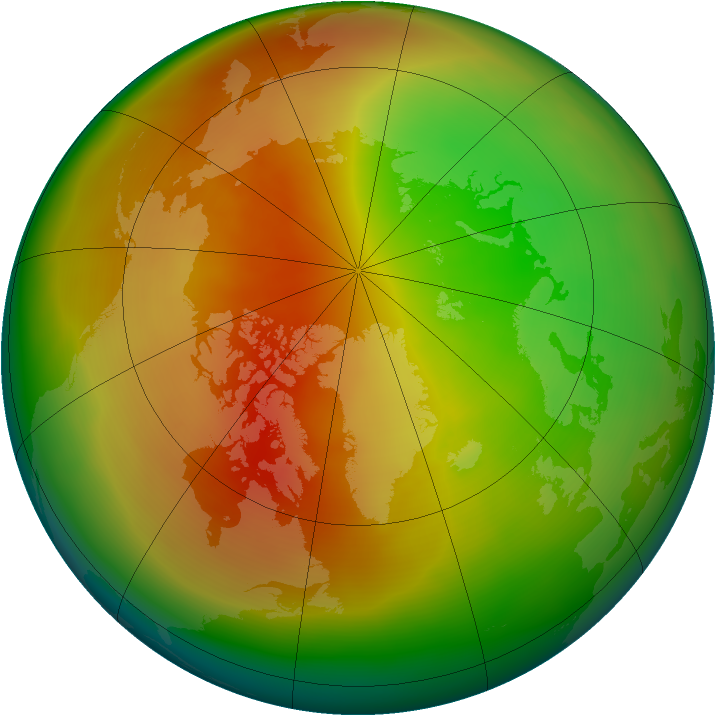 Arctic ozone map for March 2014